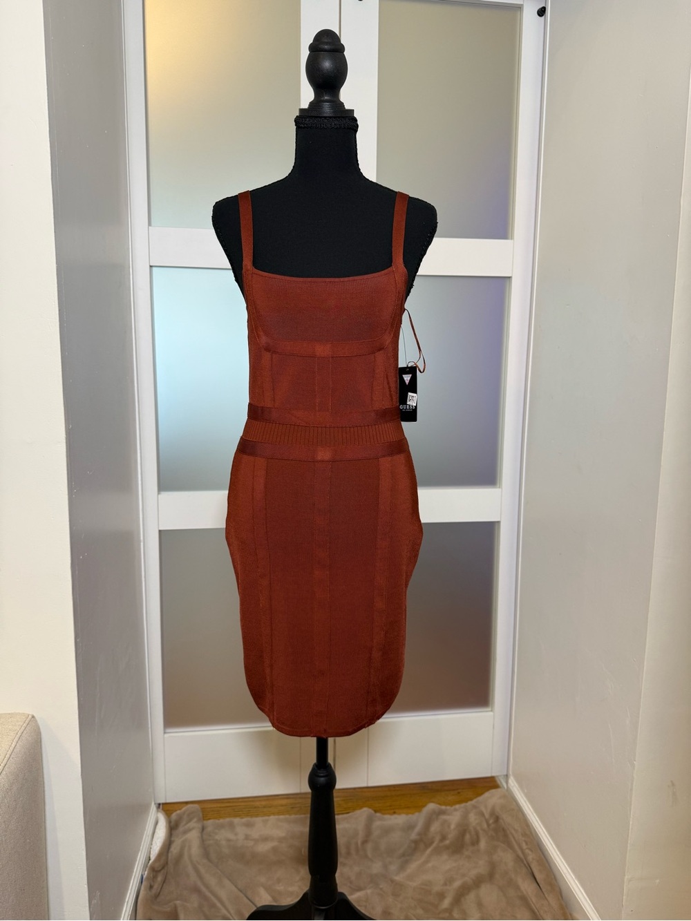 GUESS Talisha Shelf Bandage Dress, Sedona Clay, Large, NWT.